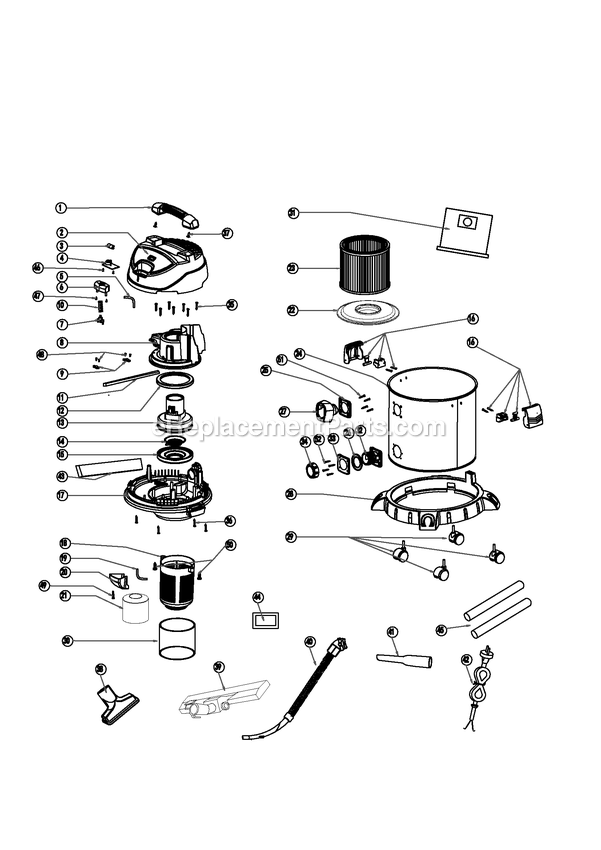 Black and Decker BDWDS20-AR (Type 1) Vacuum Cleaner Power Tool Page A Diagram